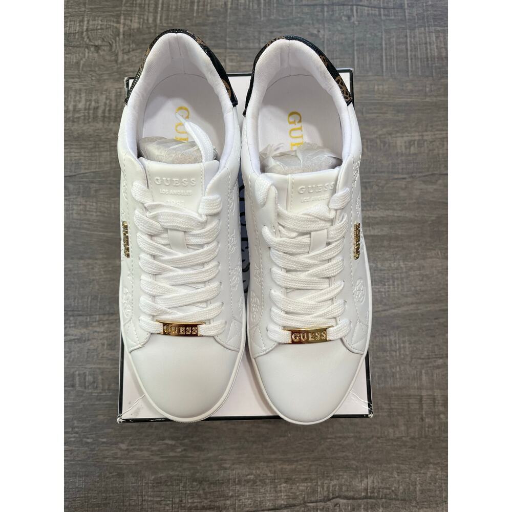Guess Renzy Debossed Logo Low-Top Women's Sneakers, Size 7.5, White - Picture 4 of 6